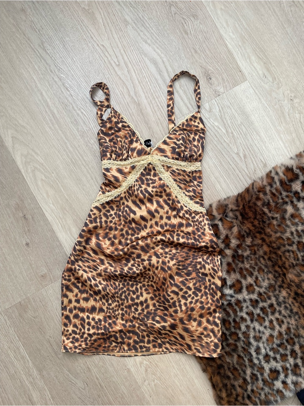 Princess Polly Leopard Print Dress with Lace Trim